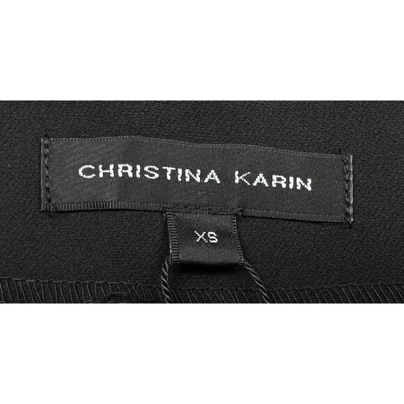 Christina Karen Flared Leg Trousers Black Cropped Minimalist Modern Chic Size XS - Picture 13 of 16